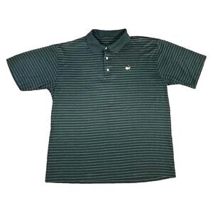 AMEN CORNER Men's MASTERS Golf Polo Cotton Size Large Evergreen White Stripe